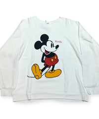 【USED】1980s Disney ミッキーマウス クルーネックスウェット ホワイト  XLサイズ