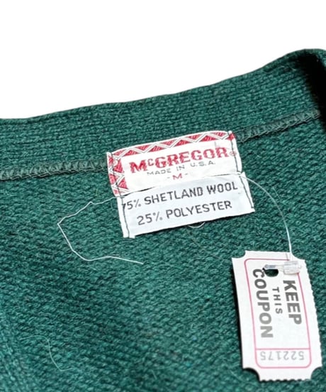 【USED】1970s McGREGOR マクレガー カーディガン グリーン Mサイズ USA製