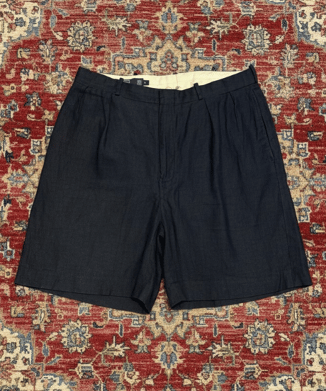 【USED】 1990s Polo Ralph Lauren ツータックショートパンツ インディゴ W35 リネン