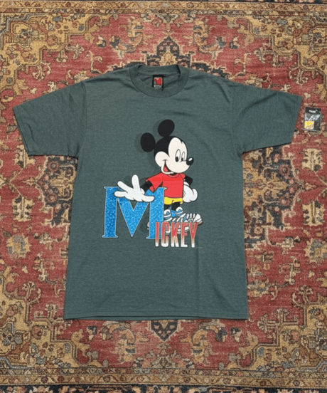【DEADSTOCK】1990s Disney ミッキーマウス 半袖Tシャツ VELVA SHEEN製  GRAY Mサイズ アメリカ製