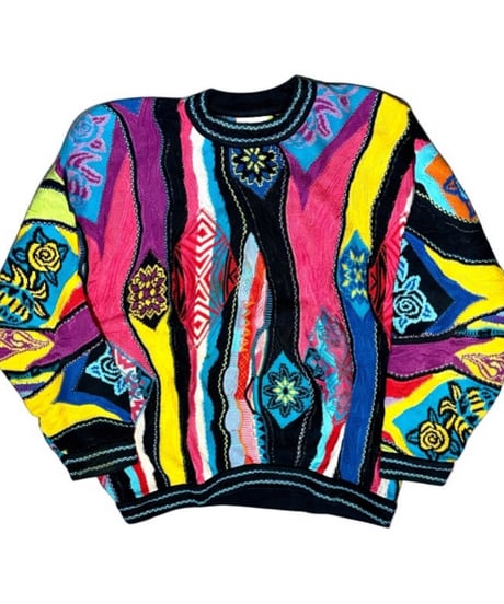【USED】 90s COOGI  クージー　ニット  クルーネック  花柄　オーストラリア製　XLサイズ　ミントコンディション