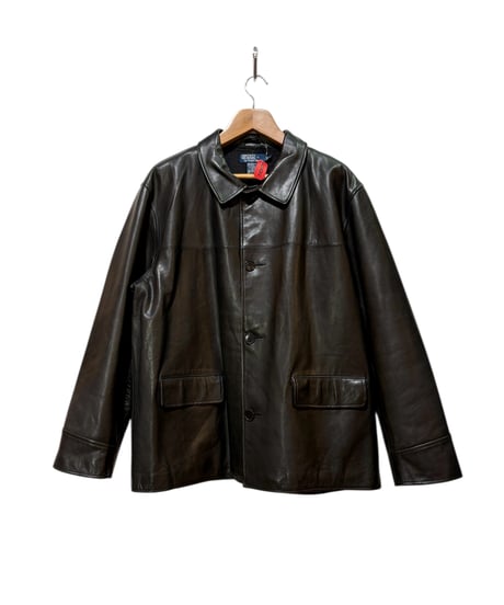 90s Polo Ralph Lauren  レザーコート  カーコート  BLACK  XLサイズ  極上美品