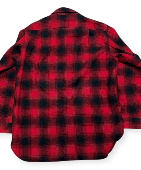 【USED】1970s PENDLETON ペンドルトンウールシャツ RED オンブレ Mサイズ ウエスタン