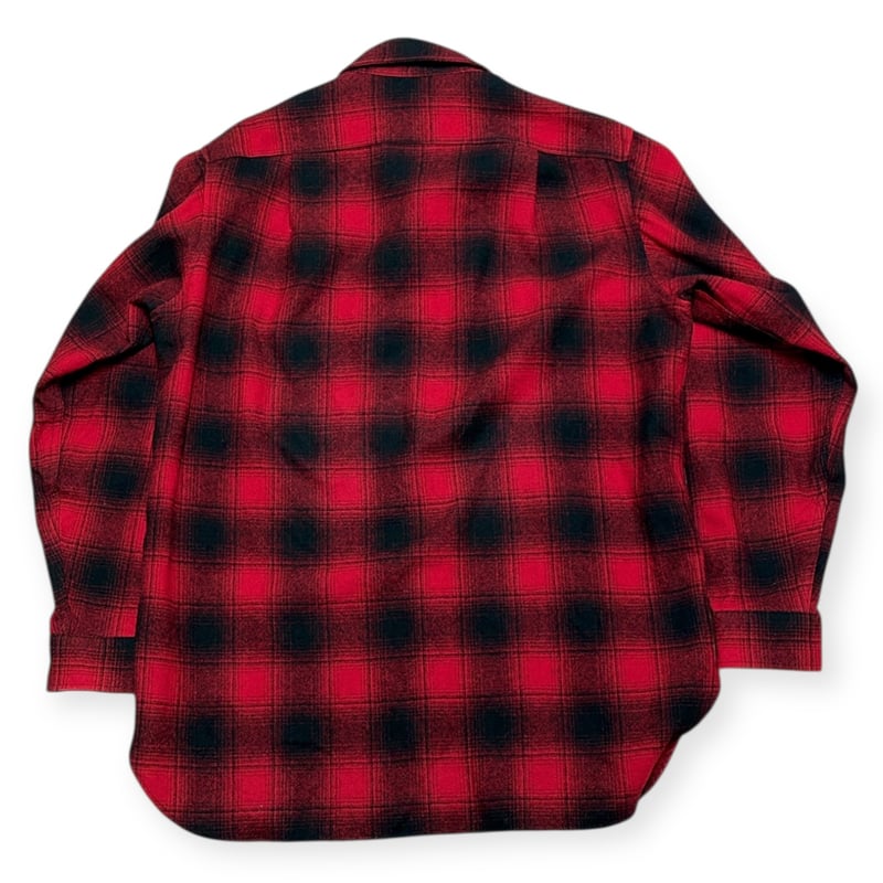 USED】1970s PENDLETON ペンドルトンウールシャツ RED オンブレ Mサイ