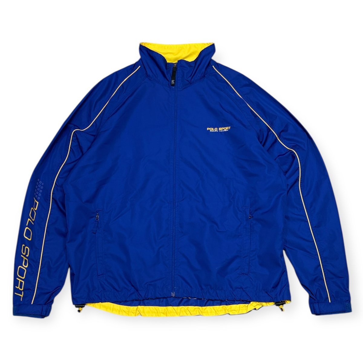 90s northCarolina プルオーバージャケット ウェッサイ 激レア USED】90s POLO SPORTS ナイロンジャケット ネイビー、イエロー