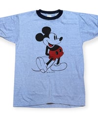 【USED】1970s Disney ミッキーマウス Tropix Togs 半袖Tシャツ 杢水色 Mサイズ アメリカ製 極美品