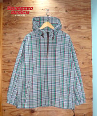【NEW ITEM】 SQUEEZED DESIGN MADRAS CHECK ANORAK (BROWN×GREEN)