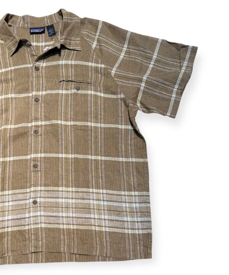 【USED】2000s Patagonia SS HEMP SHIRT khaki Lサイズ