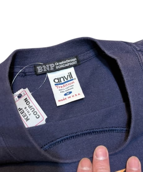 【USED】2000s 7HEVEN bonzaipaint anvilボディMサイズ NAVY ラメプリント アメリカ製