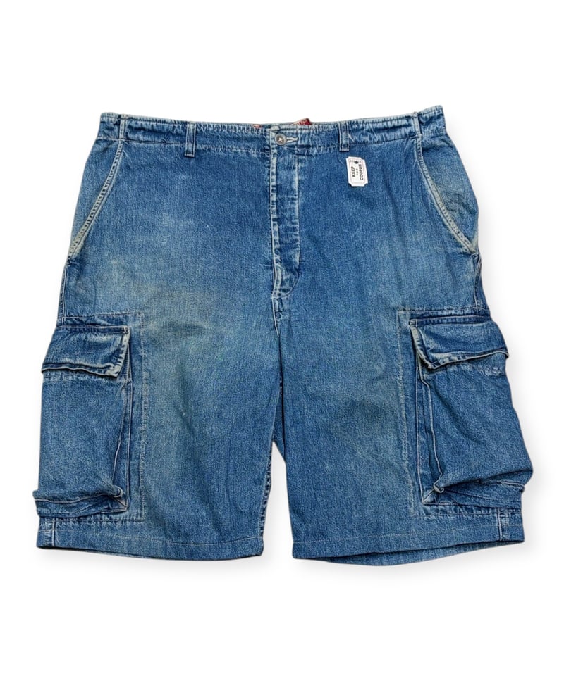 RRL ６ポケデニムカーゴショートパンツ　90s当時物　W34 USED】1990s RRL デニムカーゴパンツ ショーツリメイク 三つ星タグ W34