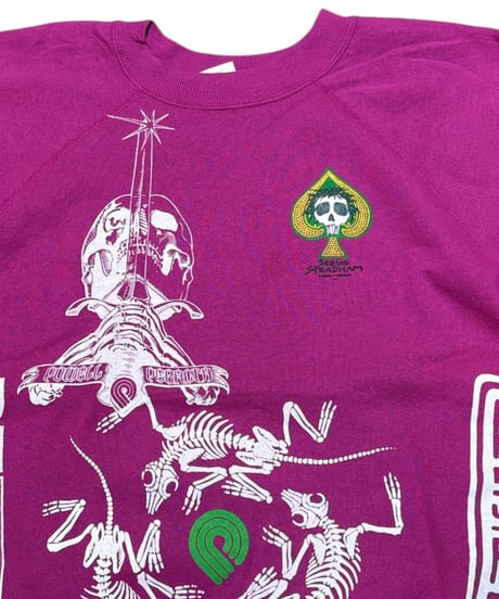 【USED】2000s POWELL PERALTA パウエル マルチプリント Bootleg クルーネックスウェット PINK XLサイズ