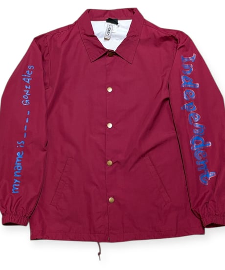 【USED】2000s INDEPENDENT マークゴンザレス コーチジャケット バーガンディ Lサイズ 美品