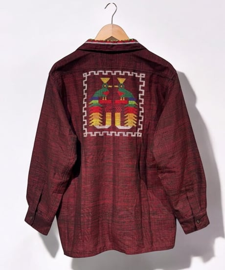 ESTRELLA STANDARD SELECT   DEADSTOCK  “GUATEMALA QUETZAL SHIRTS“  グアテマラシャツ　バーガンディ　Lサイズ