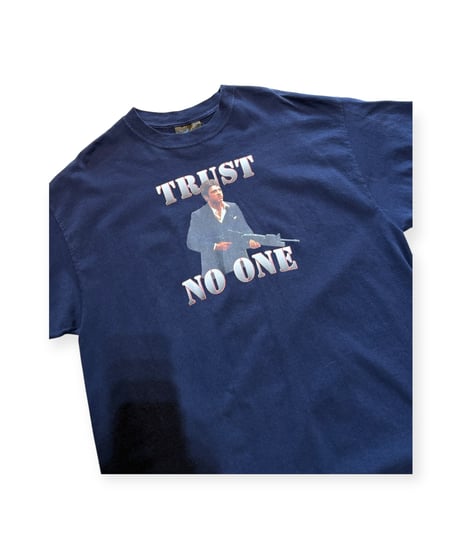 【USED】2000s Gang Ster  Tony Montana スカーフェイス SS T-SHIRTS NAVY XLサイズ位
