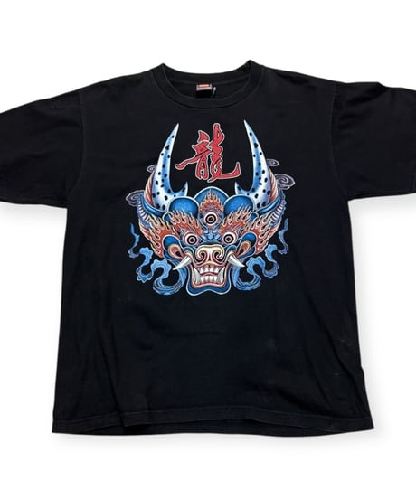 【USED】1990s ドラゴン、龍 半袖Tシャツ BLACK Lサイズ位