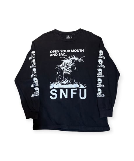 【USED】2000s SKULL SKATES SNFU LS T-SHIRTS BLACK Lサイズ