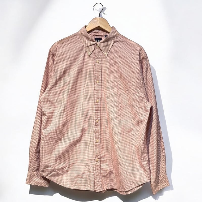 【OLD GAP】希少90s~ポルトガル製リネンシャツ　ブラウン　大きめサイズ 90s OLD GAP ポルトガル製 リネン プルオーバー シャツ