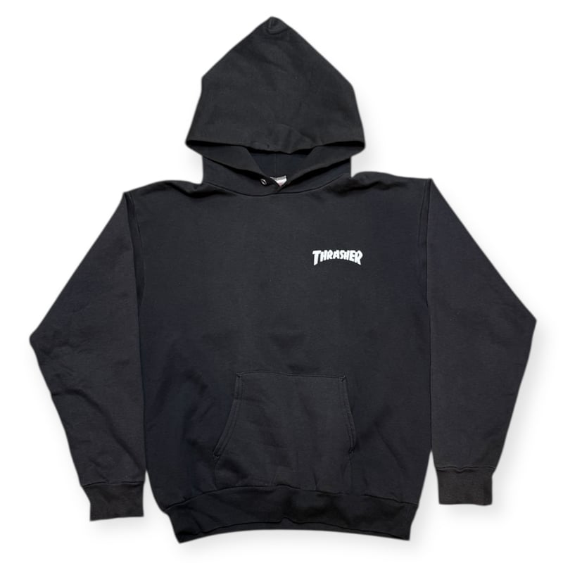 USED】1990s THRASHER スラッシャー プルオーバーフーディ BLACK Mサ