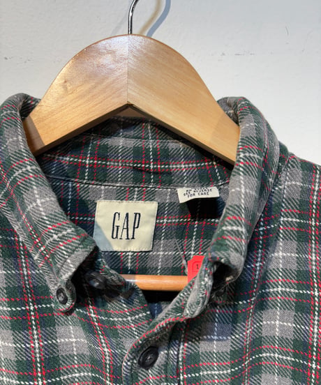 【USED】 1990s GAP ネルシャツ ボタンダウン GRAY Mサイズ インド製