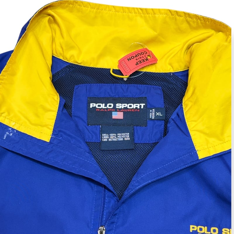 USED】90s POLO SPORTS ナイロンジャケット ネイビー、イエロー