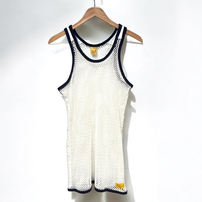 新品 ksl suplly メッシュ タンクトップ シャツ　ストライプ 編シャツ Special 1 メッシュタンクトップ Mサイズ ホワイトx