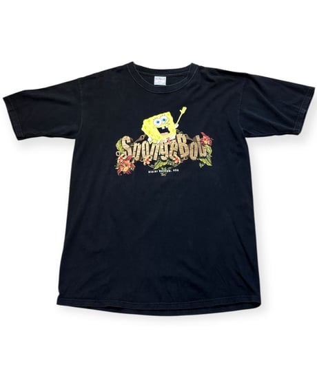 【USED】2000s スポンジボブ SS T-SHIRTS BLACK XLサイズ