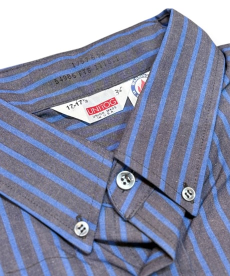 【DEADSTOCK】 1990s UNITOG  長袖ワークシャツ  17-17 1/2  企業ワッペン、刺繍入