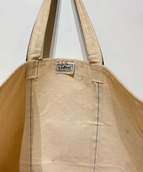 1980年代 L.L.Bean のトートバック！人気のラージライズ！底シングルのレアモデル！生成りxGREEN