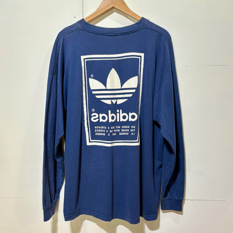 90s adidas 長袖Tシャツ 両面プリント NAVY XLサイズ アメリカ製