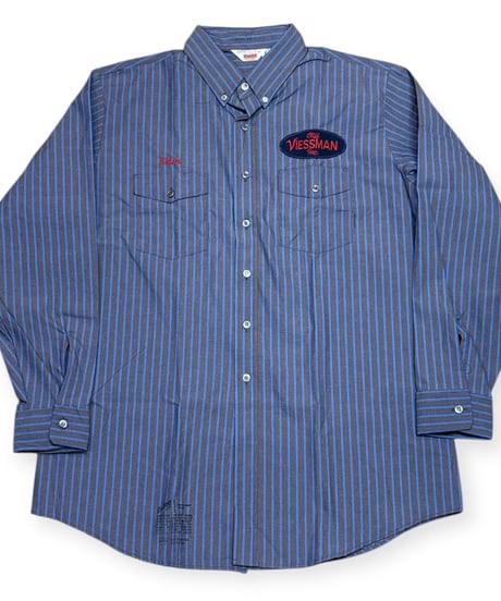 【DEADSTOCK】 1990s UNITOG  長袖ワークシャツ  17-17 1/2  企業ワッペン、刺繍入