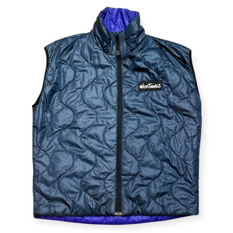 USED】1990s WILD THINGS キルティングベスト パープル、ブラック Mサイ