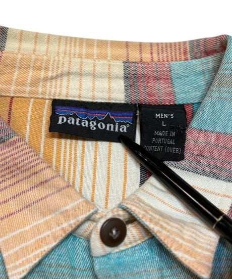 【USED】90s Patagonia  ヘビーフランネル  サニーストライプ  Lサイズ  ポルトガル製