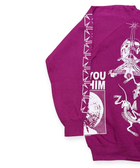 【USED】2000s POWELL PERALTA パウエル マルチプリント Bootleg クルーネックスウェット PINK XLサイズ