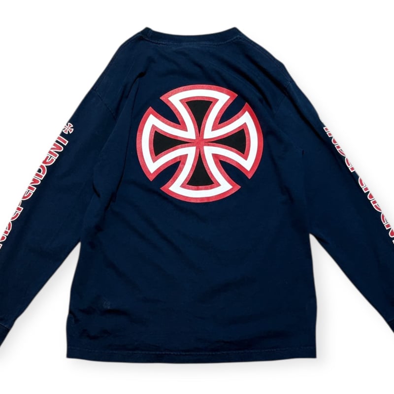 independent ロンt アイアンクロス　nhs カラータグ　usa製 USED】1990s INDEPENDENT インディペンデント アイアンクロス 袖