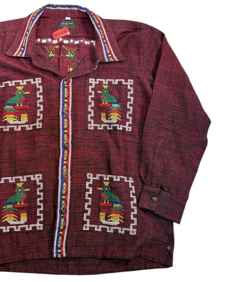 ESTRELLA STANDARD SELECT   DEADSTOCK  “GUATEMALA QUETZAL SHIRTS“  グアテマラシャツ　バーガンディ　Lサイズ