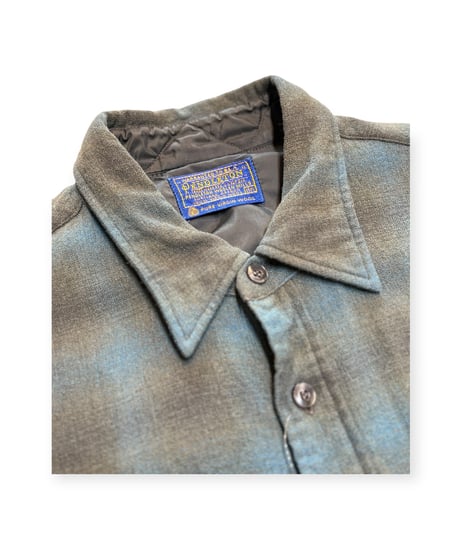 【USED】1970s PENDLETON ウールシャツ LS SHIRTS GREEN系 オンブレ 15 1/2