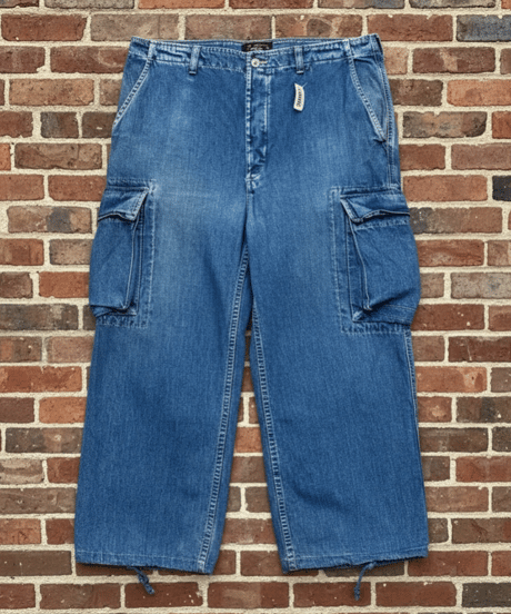 【USED】1990s RRL デニムカーゴパンツ インディゴ 三つ星タグ期  W34 USA製