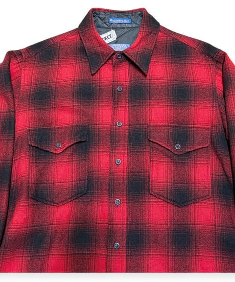 【USED】1970s PENDLETON ペンドルトンウールシャツ RED オンブレ Mサイズ ウエスタン