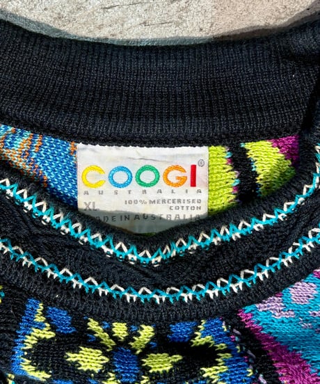 【USED】 90s COOGI  クージー　ニット  クルーネック  花柄　オーストラリア製　XLサイズ　ミントコンディション