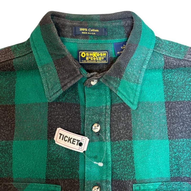 USED】1990s OSHKOSH ヘビーフランネルシャツ バッファローチェック