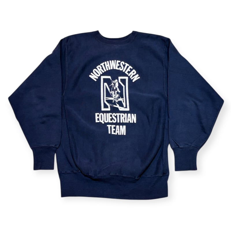 USED】1990s Champion RW クルーネックスウェット NAVY 4段プリント