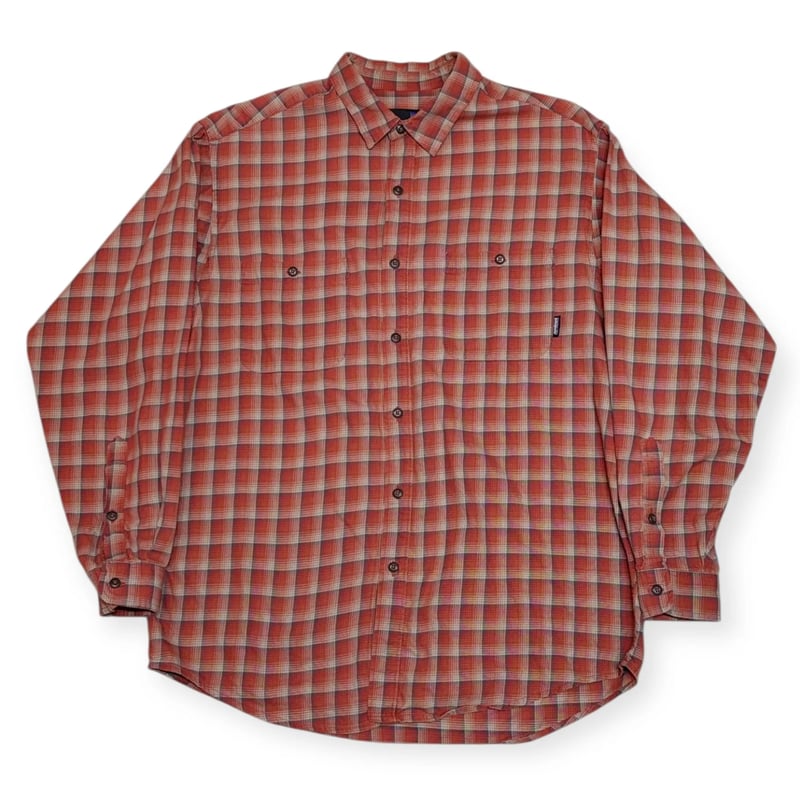USED】1990s Patagonia フランネルシャツ オレンジオンブレ Mサイズ