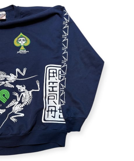 【USED】2000s POWELL PERALTA パウエル マルチプリント Bootleg クルーネックスウェット NAVY XLサイズ