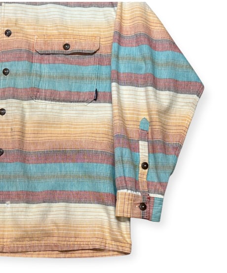 【USED】90s Patagonia  ヘビーフランネル  サニーストライプ  Lサイズ  ポルトガル製