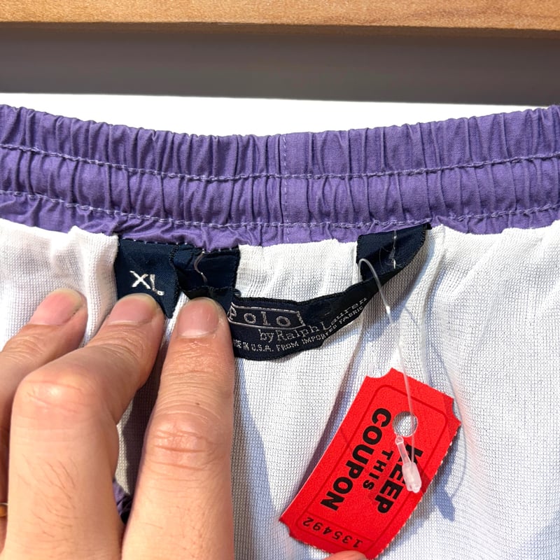 80s Polo Ralph Lauren スイムショーツ パープル XLサイズ アメリ