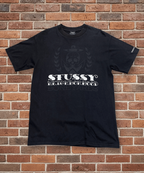 【USED】2000s STUSSY NEIGHBORHOOD SS T-SHIRT BLACK Mサイズ