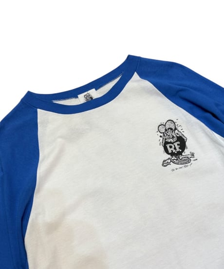 【USED】2000s RATFINK ラグランスリーブTシャツ BLUE,WHITE Mサイズ