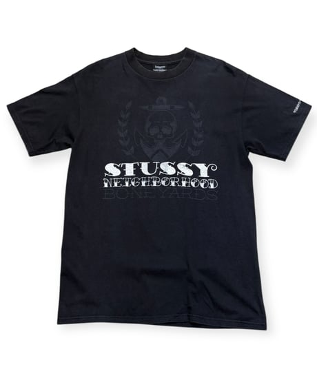 【USED】2000s STUSSY NEIGHBORHOOD SS T-SHIRT BLACK Mサイズ