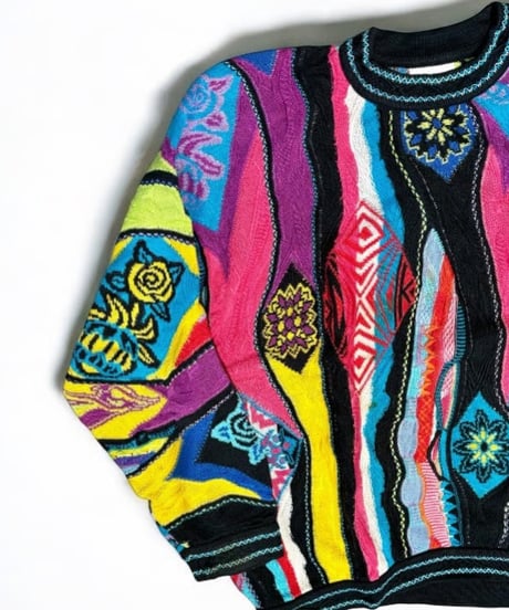【USED】 90s COOGI  クージー　ニット  クルーネック  花柄　オーストラリア製　XLサイズ　ミントコンディション