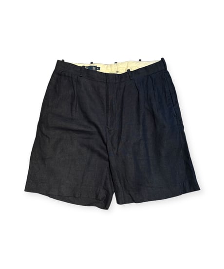 【USED】 1990s Polo Ralph Lauren ツータックショートパンツ インディゴ W35 リネン